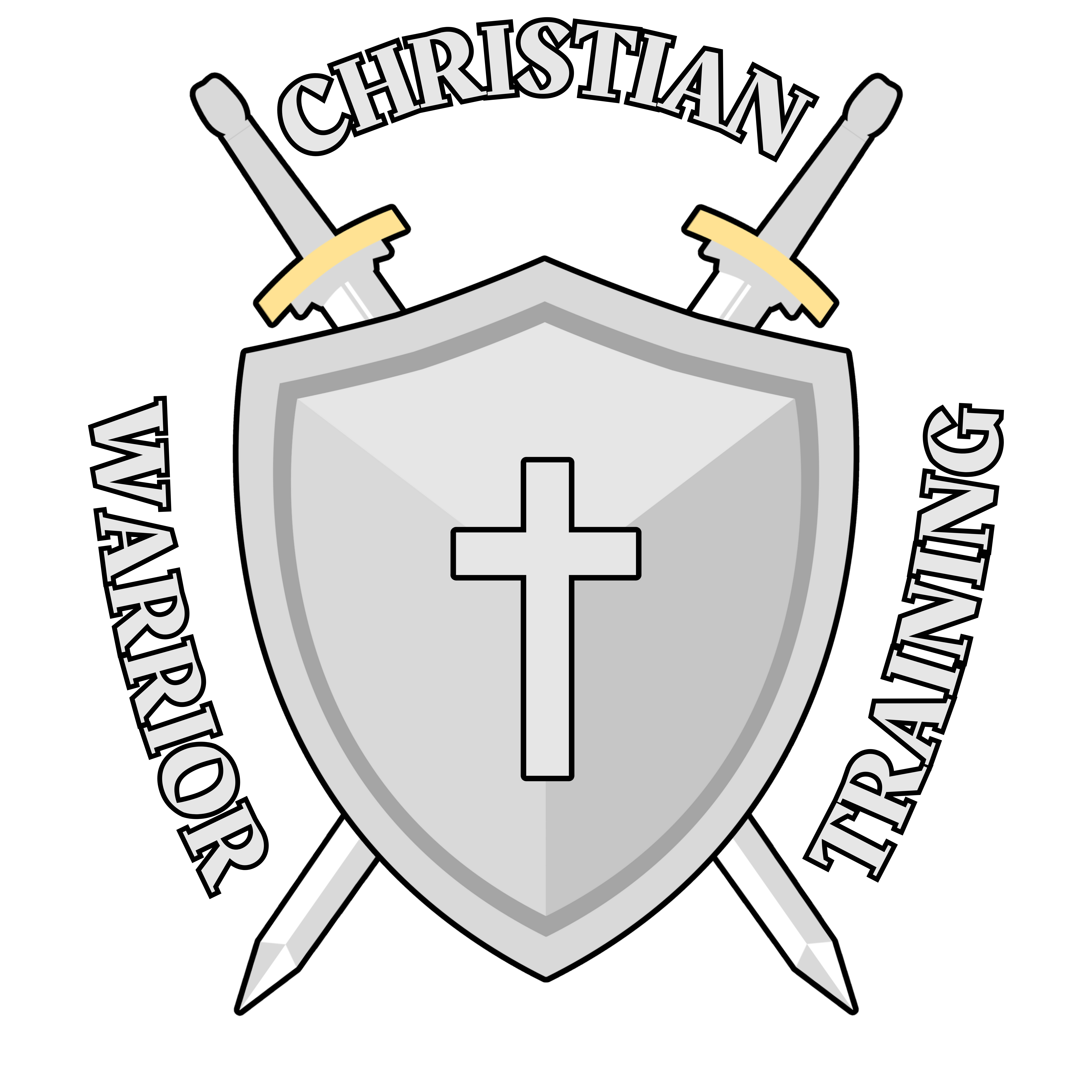 Christian Warrior Training logo — shield with cross and crossed swords